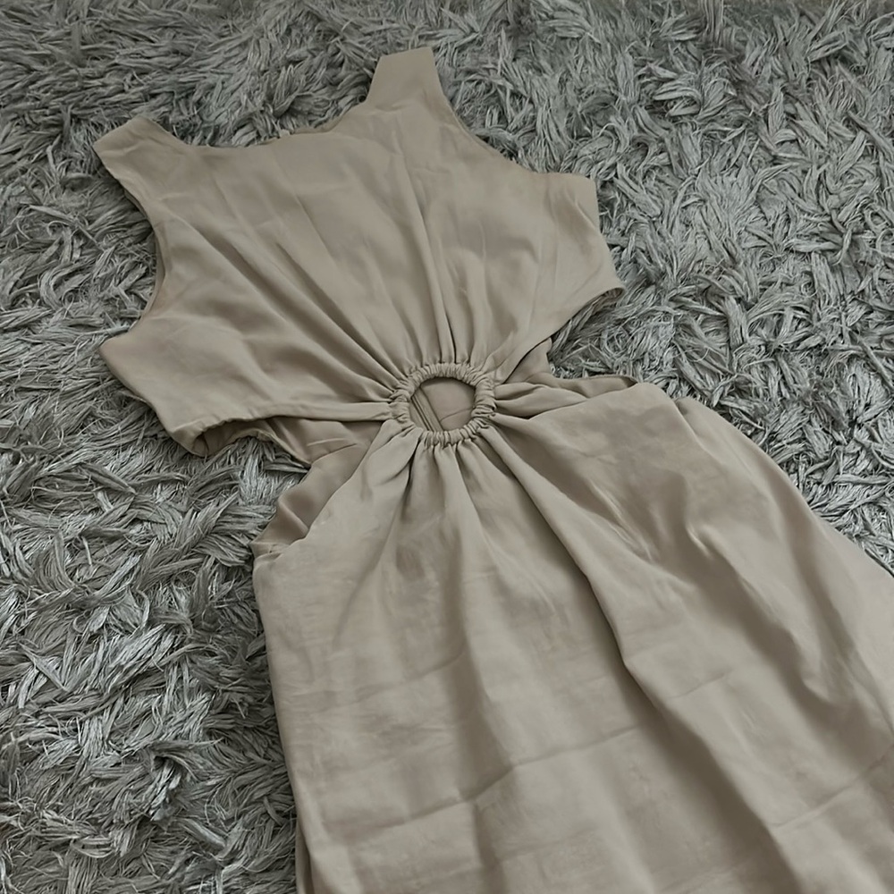 Beige cut out mini dress